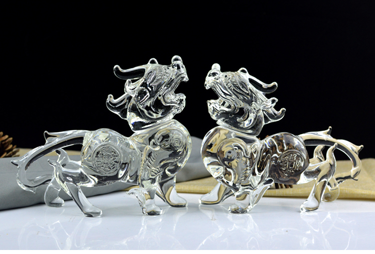 水晶貔貅透明大号带底座客厅玄关风水吉祥摆件招财进宝聚宝盆批发