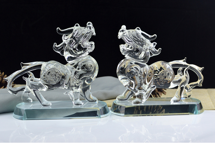 水晶貔貅透明大号带底座客厅玄关风水吉祥摆件招财进宝聚宝盆批发
