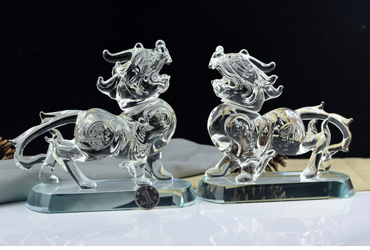 水晶貔貅透明大号带底座客厅玄关风水吉祥摆件招财进宝聚宝盆批发