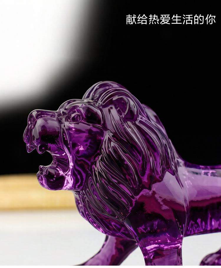 水晶狮子摆件工艺品生肖礼物招财客厅电视柜玄关车内装饰品开业礼物