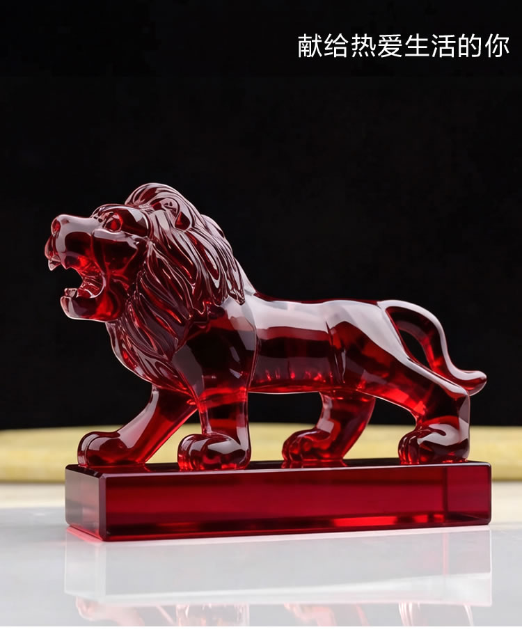 水晶狮子摆件工艺品生肖礼物招财客厅电视柜玄关车内装饰品开业礼物