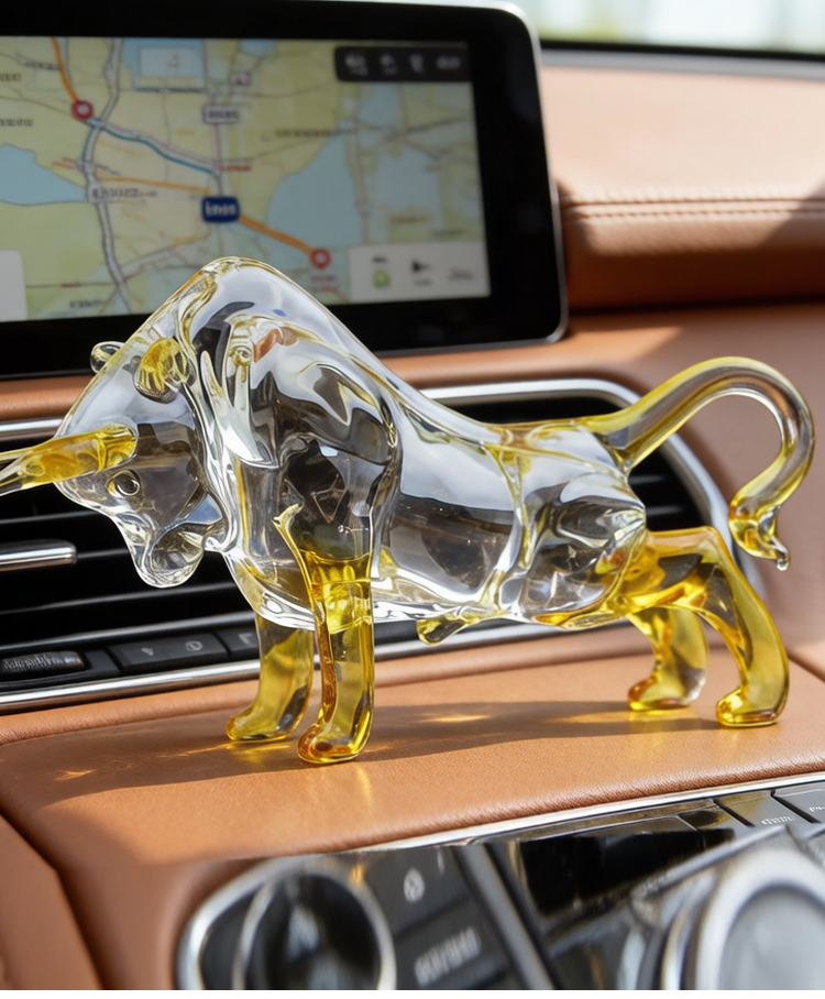 牛水晶十二生肖牛摆件金牛旺市礼物招财客厅电视柜玄关车内装饰品