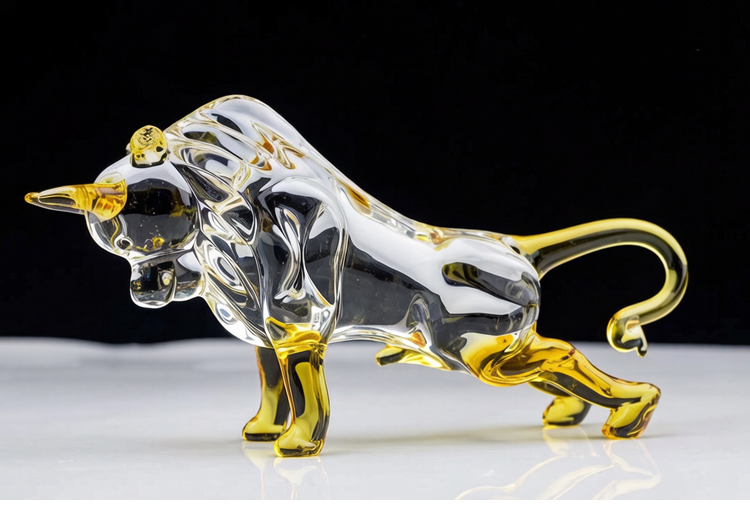 牛水晶十二生肖牛摆件金牛旺市礼物招财客厅电视柜玄关车内装饰品