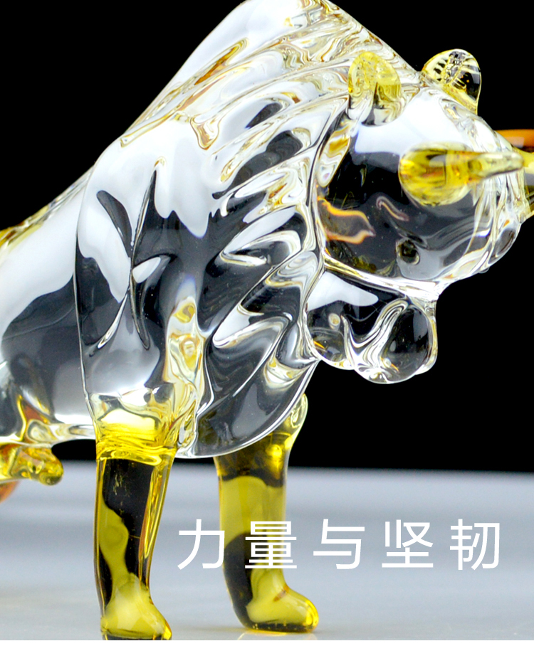 牛水晶十二生肖牛摆件金牛旺市礼物招财客厅电视柜玄关车内装饰品