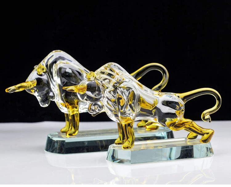 牛水晶十二生肖牛摆件金牛旺市礼物招财客厅电视柜玄关车内装饰品