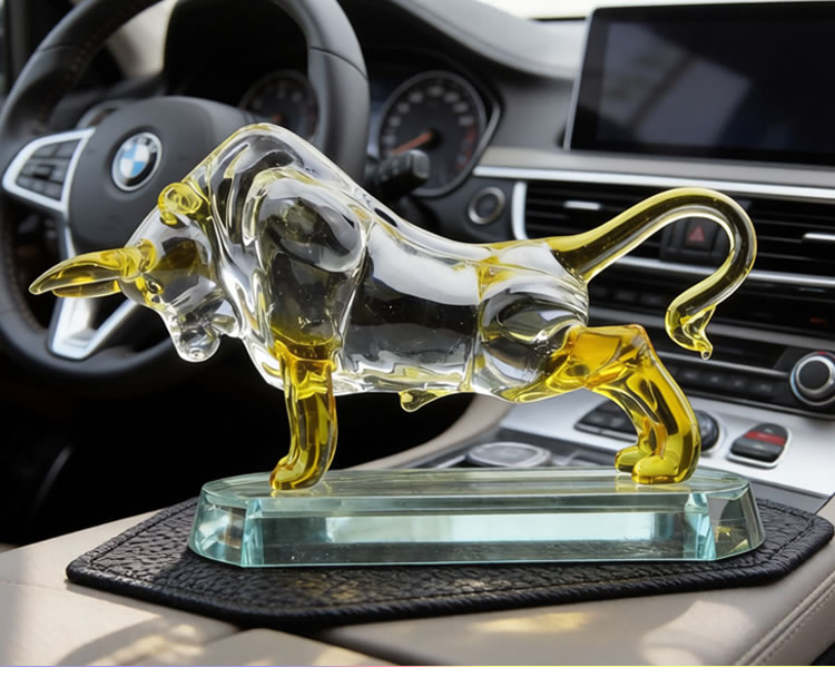 牛水晶十二生肖牛摆件金牛旺市礼物招财客厅电视柜玄关车内装饰品