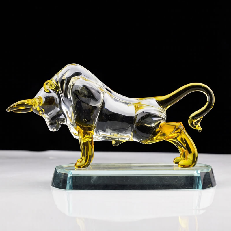 牛水晶十二生肖牛摆件金牛旺市礼物招财客厅电视柜玄关车内装饰品