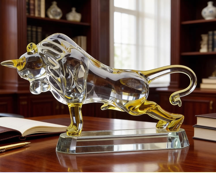 牛水晶十二生肖牛摆件金牛旺市礼物招财客厅电视柜玄关车内装饰品